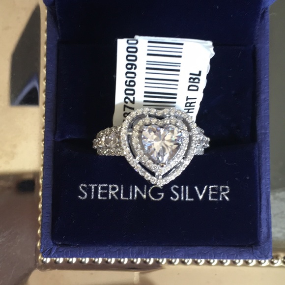 Jewelry - Solid 925 S Silver Halo Cushion Heart Cut Ring S 8
